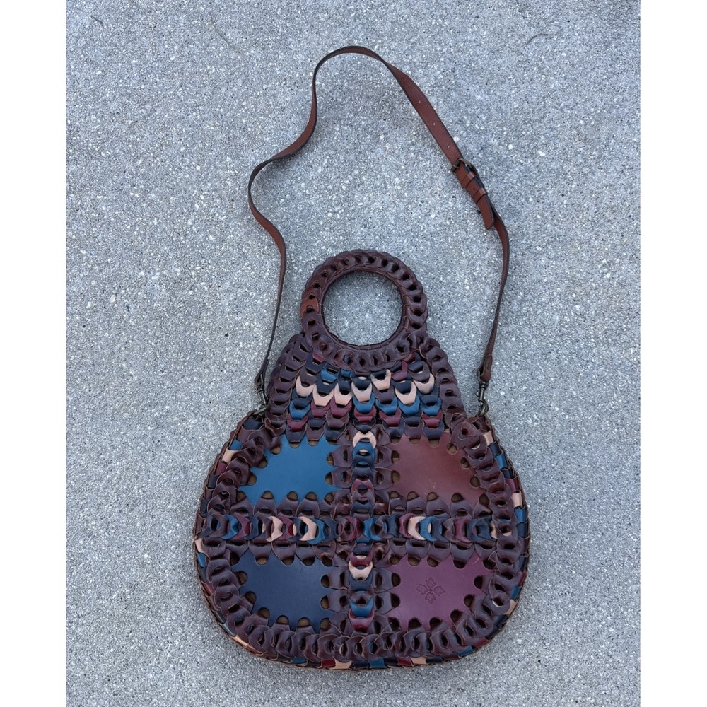 PATRICIA NASH PISTICCI TURQUOISE MULTI-COLOR LINKED LEATHER SHOULDER‎ BAG